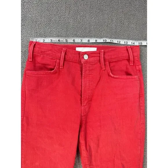Mother Superior The Hustler Ankle Fray Jeans The Devil May Care Mars Red Sz 28 - Picture 10 of 15